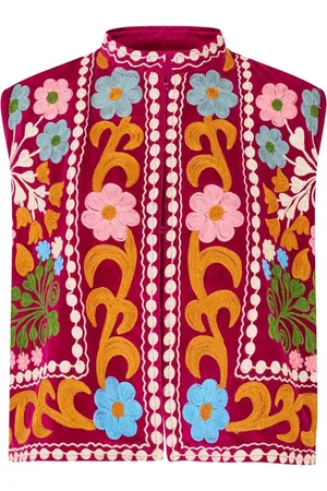 Lollys Laundry Jakke, Dame, Flerfarvet, S, Bomuld, Floral Broderet Fløjls Vest