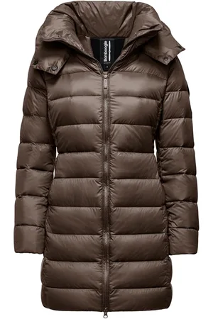 Bomboogie Frakke, Dame, Brun, 2XL, Nylon, Stretch Nylon Dunjakke med Aftagelig Hætte