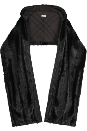 Burberry Tilbehør, unisex, Sort, ONE SIZE, Faux Fur, Faux Fur Hætte Halstørklæde