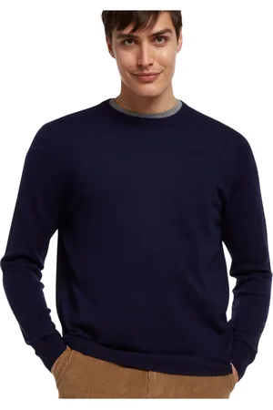 Brooks Brothers Strik, Herre, Blå, M, Uld, Lammeuld Crew-Neck Sweater
