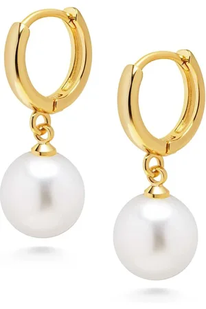 Nialaya Tilbehør, Herre, Gul, ONE SIZE, Uld, Pearl Drop Earrings