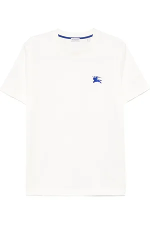 Burberry Top, Herre, Hvid, M, Bomuld, Hvid Polo Shirt med Equestrian Knight Design