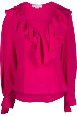 Victoria Beckham Bluser & Skjorter, Dame, Lyserød, 2XS, Silke Fuchsia Sweater, Luksus Dametøj