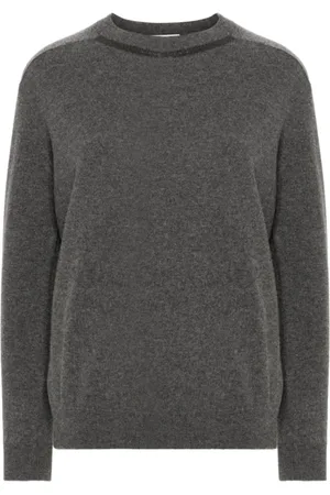 Brunello Cucinelli Strik, Dame, Grå, S, Cashmere, Rundhalset strik
