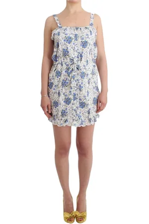 ERMANNO SCERVINO Kjole, Dame, Blå, L, Bomuld, Blomstret Strandkjole