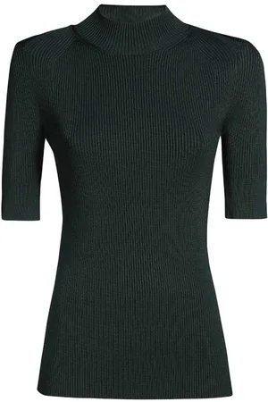Stella McCartney Strik, Dame, Grøn, S, Uld, Ribstrikket Viscose-Blend Top