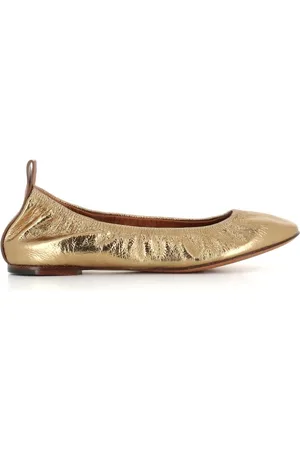 Lanvin Sko, Dame, , 38 EU, Læder, Ballerina Flat i metallisk læder