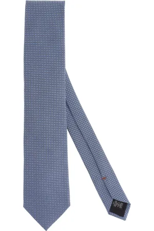 Ermenegildo Zegna Tilbehør, Herre, Blå, ONE SIZE, Silke Mikro Mønster Slips