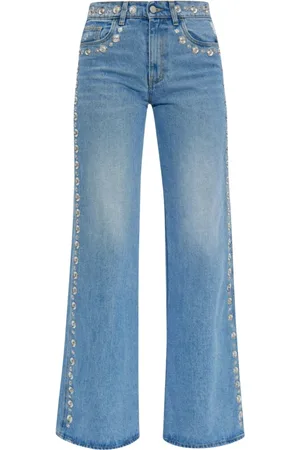 COPERNI Jeans, Herre, Blå, S, Bomuld, Jeans med brede ben og nitter
