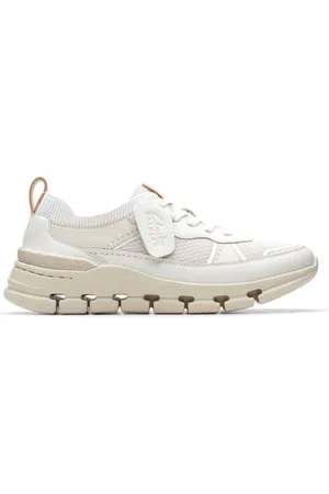 Clarks Sko, Dame, Flerfarvet, 39 EU, Læder, Nature X Cove Sneakers - Off White