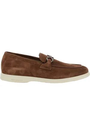Salvatore Ferragamo Sko, Herre, Brun, 40 EU, Suede, Brune Suede Loafers med Metalliske Hægter