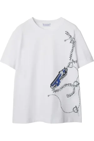 Burberry Top, Dame, Hvid, S, Bomuld, Knight Motif T-shirt