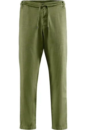 Bomboogie Bukser, Herre, Grøn, W30, Bomuld, Chino Bukser med Elastisk Talje og Snøre
