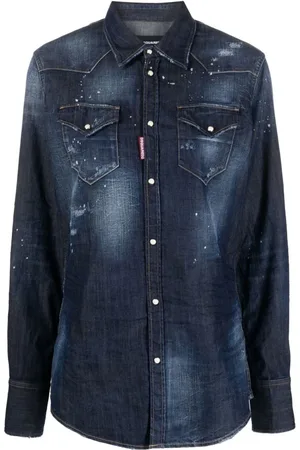 Dsquared2 Bluser & Skjorter, Dame, Blå, XS, Denim, Blå Langærmet Denimskjorte