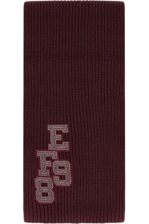 Elisabetta Franchi Tilbehør, Dame, Rød, ONE SIZE, Uld, Burgundy Ribstrikket Halstørklæde i College-stil