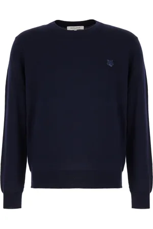 Maison Kitsuné Strik, Herre, Blå, L, Uld, Bold Fox Head Patch Regular Jumper