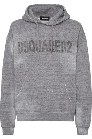 Dsquared2 Sweathshirts & Hoodies, Herre, Grå, M, Bomuld, Logo-prydet grå sweater hoodie