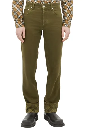 Burberry Bukser, Herre, Brun, W30, Bomuld, Ternede Twill Bukser med Opsmøg