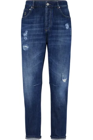 Brunello Cucinelli Jeans, Herre, Blå, S, Bomuld, Distressed Cotton Bukser