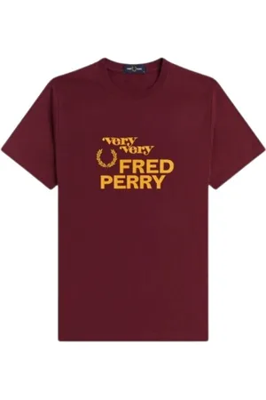 Fred Perry Top, Herre, Rød, L, Bomuld, Graphic T-Shirt