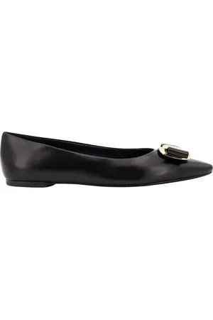 Salvatore Ferragamo Sko, Dame, Sort, 36 1/2 EU, Læder, Sort læder ballerina sko