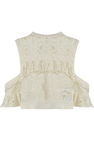 Chloé Top, Dame, , XS, Cashmere, Ruffled Crochet Knit Top