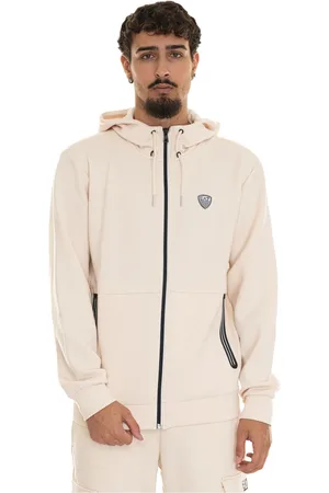 EA7 Sweathshirts & Hoodies, Herre, , L, Uld, Hættetrøje med lynlås og kontrastdetaljer
