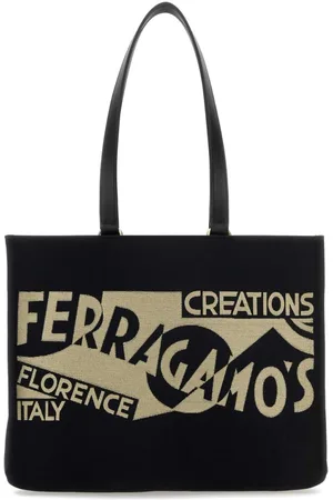 Salvatore Ferragamo Taske, Dame, Sort, ONE SIZE, Uld, Canvas Shopping Bag