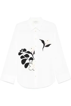FORTE FORTE Bluser & Skjorter, Dame, Hvid, S, Bomuld, Sort blomstret skjorte