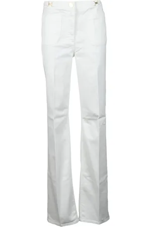 Elisabetta Franchi Jeans, Dame, Hvid, W26, Bomuld, Stilfulde Jeans i Bomuld Elastan Blanding