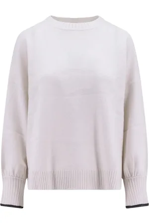 Brunello Cucinelli Strik, Dame, Hvid, L, Cashmere, Cashmere Sweater