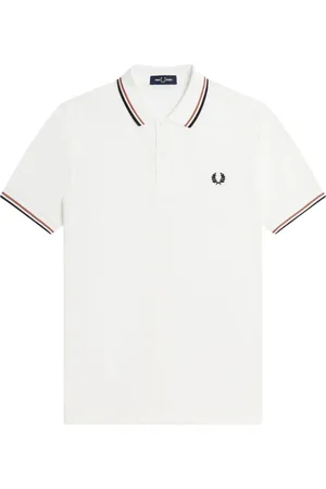 Fred Perry Top, Herre, Hvid, XL, Bomuld, Klassisk bomuldspiqué polo med dobbelte striber