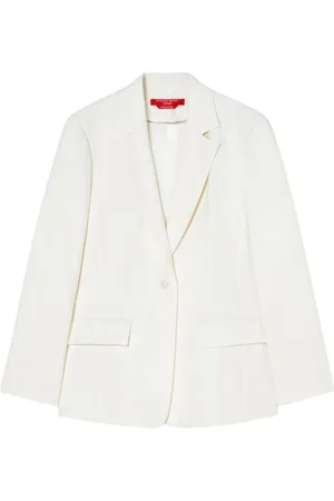 Persona by Marina Rinaldi Jakke, Dame, Hvid, 2XL, Uld, Elegant Fitted Blazer med Viskoseblanding