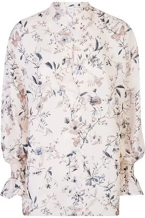 ELEVENTY Bluser & Skjorter, Dame, Flerfarvet, S, Skjorte med mandarin-krave og print