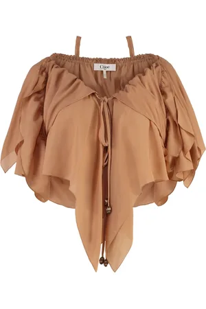 Chloé Bluser & Skjorter, Dame, Lyserød, S, Silke Bluse med Flæser