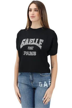 GAËLLE Top, Dame, Sort, S, Bomuld, Sort T-shirt med sporty-chic stil