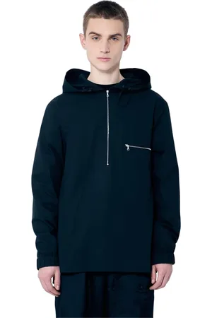 DRIES VAN NOTEN Jakke, Herre, Sort, S, Bomuld, Hooded Cotton Zip-Up Shirt