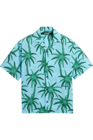 Jacquemus Skjorte, Herre, Flerfarvet, S, Blå Knappet Skjorte Korte Ærmer