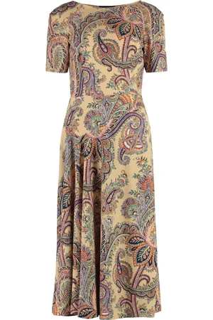 Etro Kjole, Dame, Flerfarvet, XL, Polyester, Paisley Print Midi Kjole