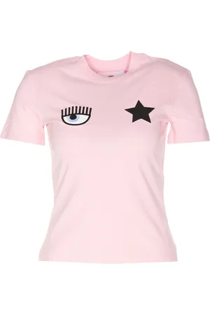 Chiara Ferragni Top, Dame, Lyserød, S, Bomuld, Eye Star Crop T-shirt med grafisk print