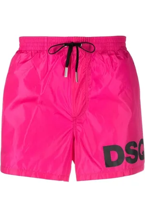 Dsquared2 Badetøj, Herre, Lyserød, 2XS, Nylon, Logo-Print Badeshorts