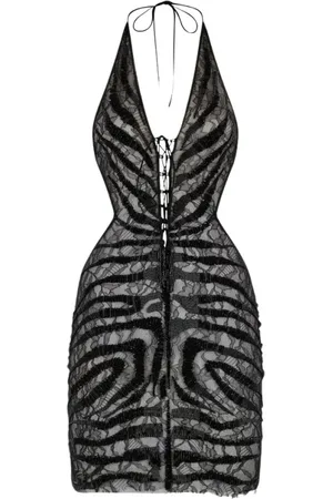 Roberto Cavalli Kjole, Dame, Sort, S, Uld, Guld Paillet Mini Kjole
