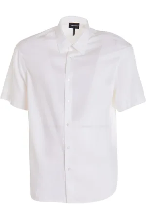 Emporio Armani Skjorte, Herre, Hvid, L, Kortærmet Lyocell Skjorte