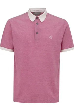 CANALI Top, Herre, Lyserød, L, Bomuld, Kortærmet Polo Shirt