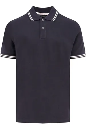 Moncler Top, Herre, Blå, XL, Bomuld, Kontrasterende profil bomulds polo shirt