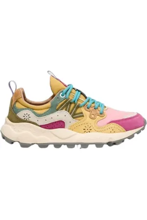 Flower Mountain Sko, Dame, Flerfarvet, 40 EU, Rosa Stof Sneakers med Kork Indersål