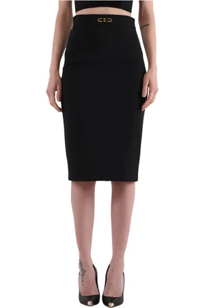Elisabetta Franchi Nederdel, Dame, Sort, M, Uld, Pencil Skirt