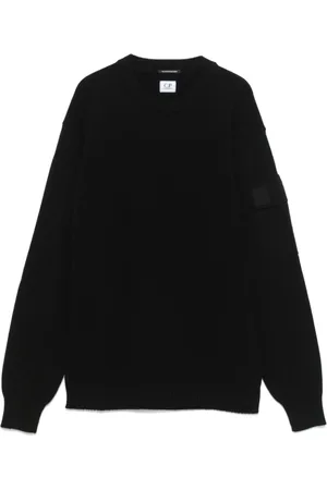 C.P. Company Strik, Herre, Sort, XL, Uld, Metropolis sweater med logo patch