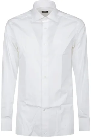 Ermenegildo Zegna Skjorte, Herre, Hvid, 2XL, Bomuld, Stretch Cotton Langærmet Skjorte