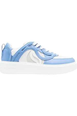 Stella McCartney Sko, Dame, Blå, 41 EU, Læder, Blå Læder Sneakers med Logo Detalje